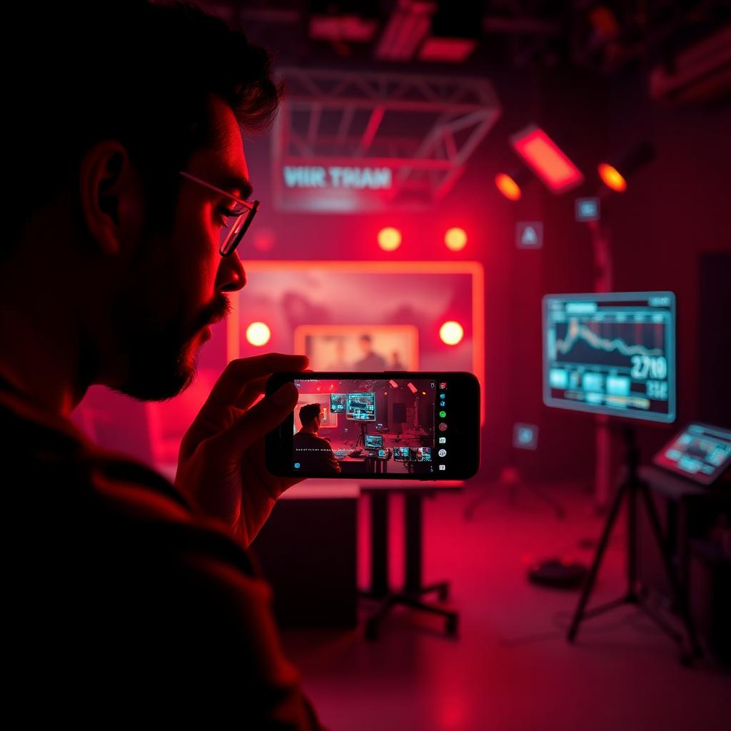 Creator filming inside an AI-powered vertical production studio